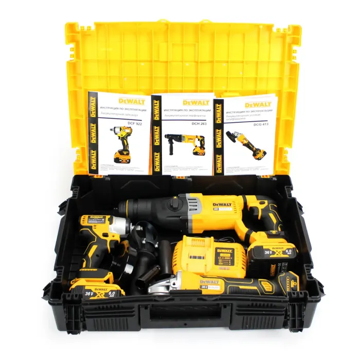 Набір 3в1 АКБ DeWalt 36V (Перфоратор DCH263 + Болгарка DCG413 + Гайковерт DCF922) Набір 3в1 Деволт