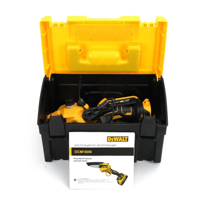 Акумуляторна безщіткова міні-пила DeWalt DCM160N (24V, 4AH, 15 см) з функцією напівавтоматичного змащення ланцюга