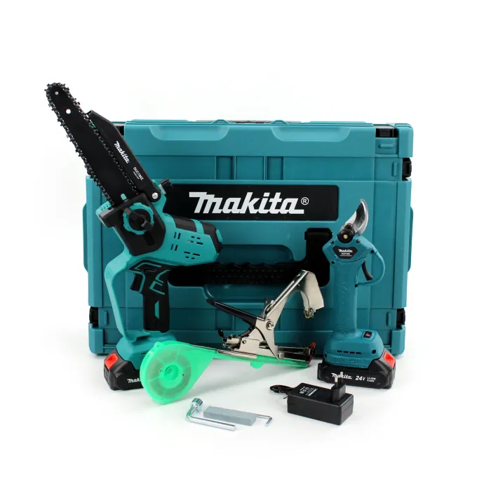 Акумуляторний набір 3в1 Makita 24V (Пила DUC190Z + Секатор DUP365 + Степлер садовий). АКБ набір Макіта