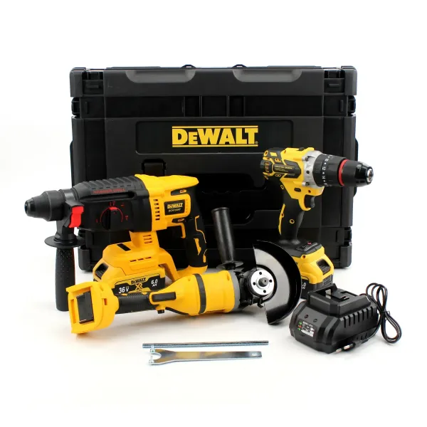 Набір 3в1 АКБ DeWalt 36V Шуруповерт УШМ Перфоратор